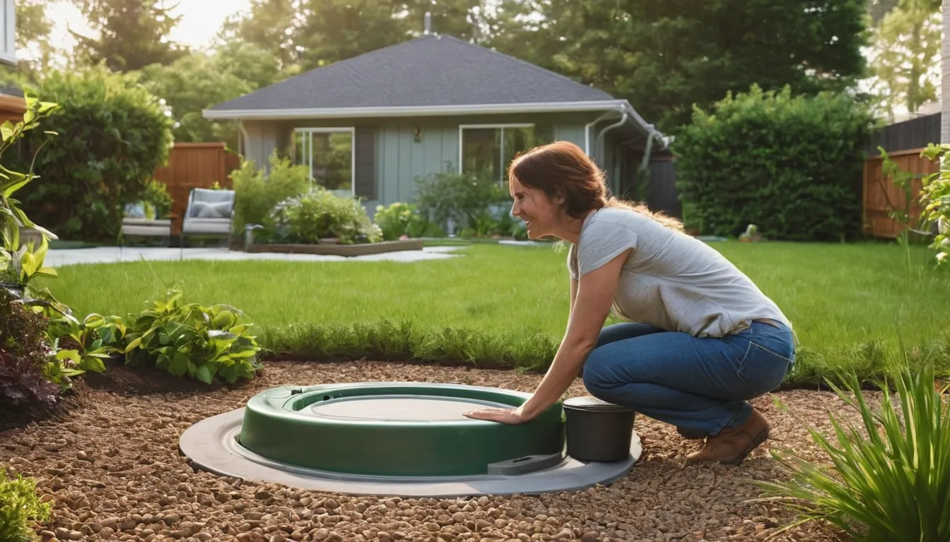 Provider checking a septic tank lid in a yard in the Plant City area